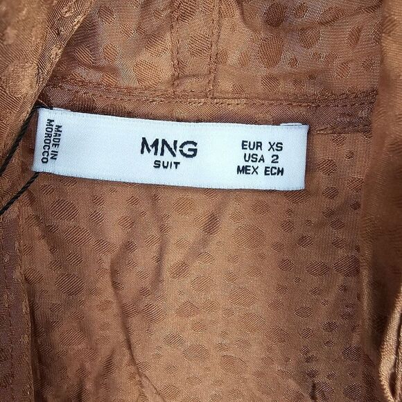 Mango Suit Blusa Luna Nwt US Women's Size 2 Rust Orange Faux Wrap Blouse - Picture 6 of 7